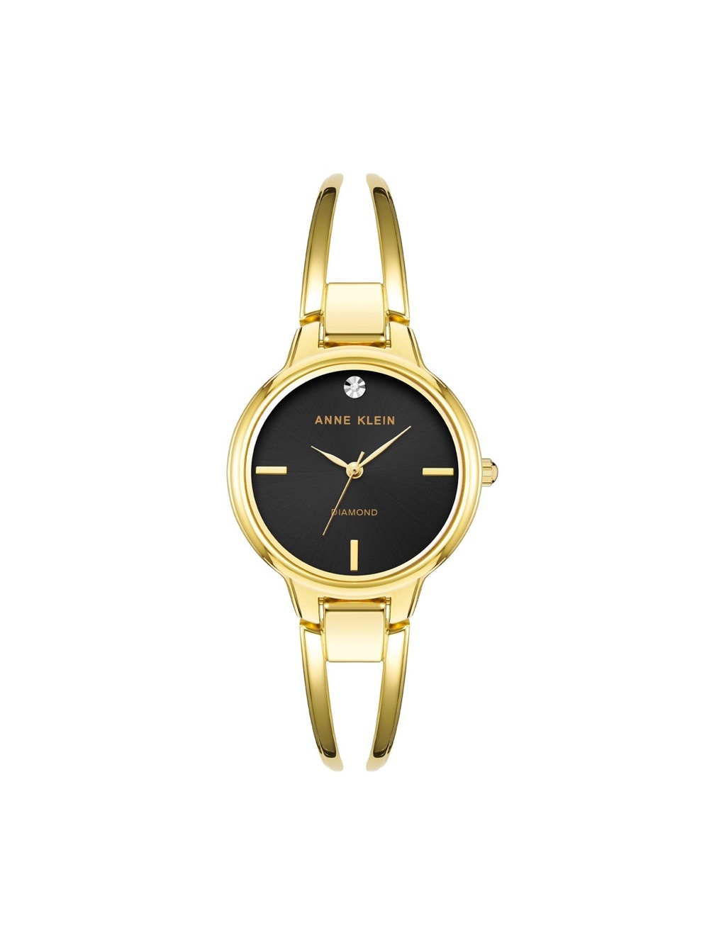 Anne Klein Gold Tone Bangle Watch with Black Dial